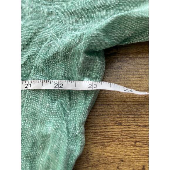 Ismeralda Puro Lino Mens L Green Button Down Long Sleeves Office Wear - Picture 4 of 6